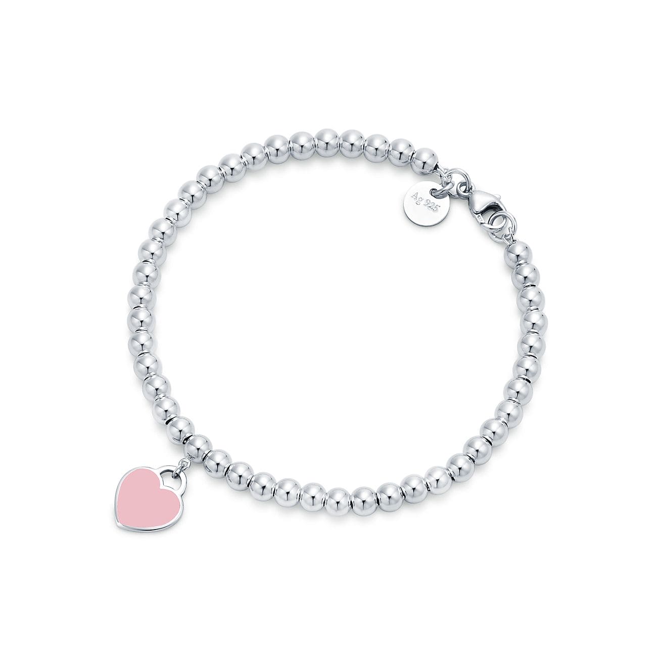 Return To Tiffany Pink Heart Tag Bead Bracelet