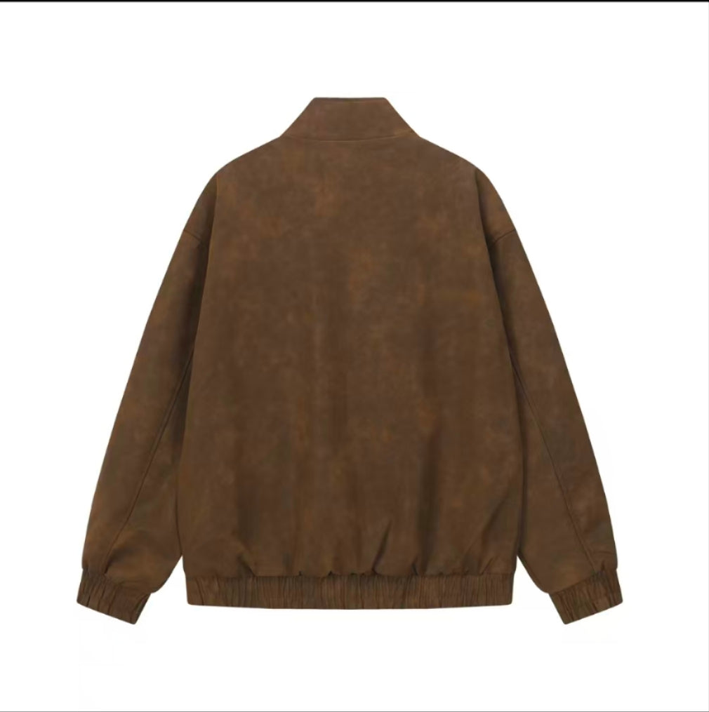 Chrome-Hearts Cross Patch Suede Jacket - Brown Gothic Streetwear Outerwear 8833
