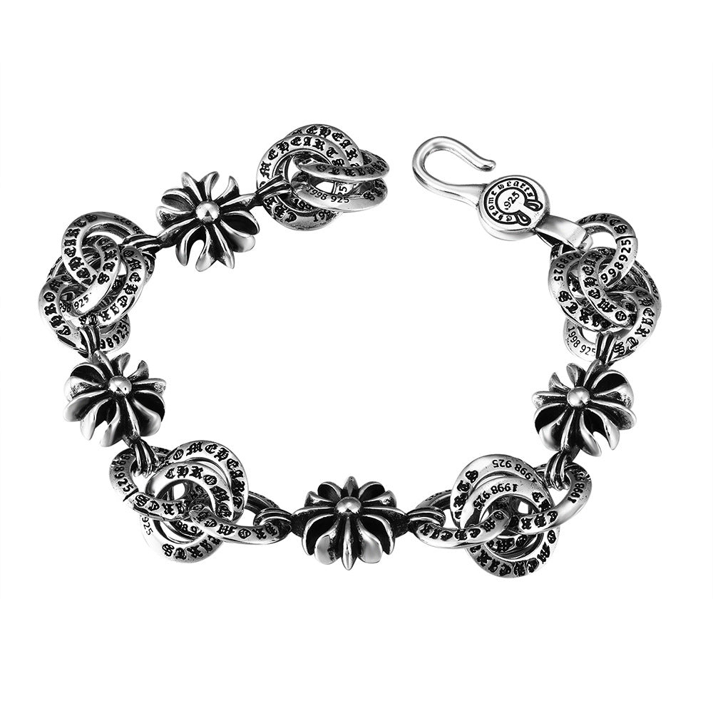 Chrome Hearts thick heart star cross letter bracelet