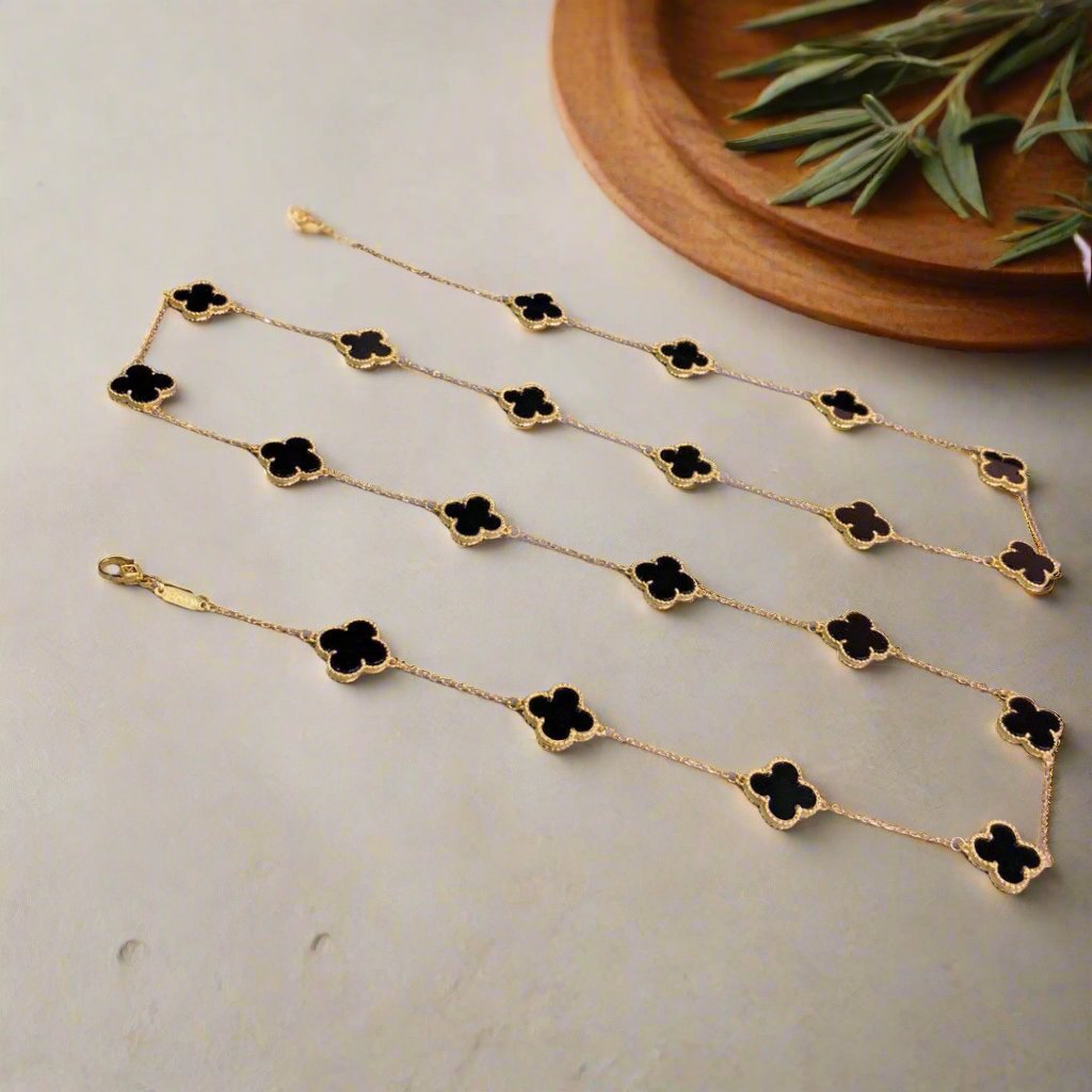 Van Cleef & Arpels Vintage Alhambra Black Onyx 20 Motifs Long Necklace