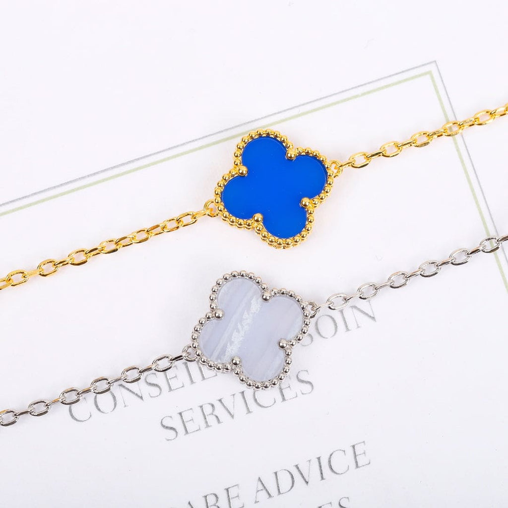 Van Cleef & Arpels Vintage Alhambra Blue Agate 10 Motifs Necklace