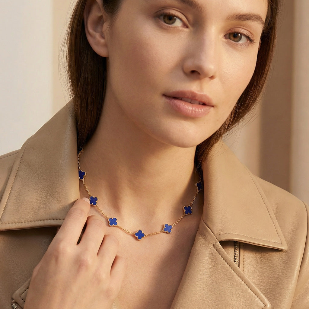 Van Cleef & Arpels Vintage Alhambra Blue Lapis 10 Motifs Necklace