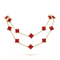 Van Cleef & Arpels Vintage Alhambra Carnelian 20 Motifs Long Necklace
