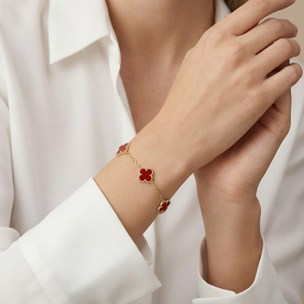 Van Cleef & Arpels Vintage Alhambra Five Motifs Carnelian Bracelet