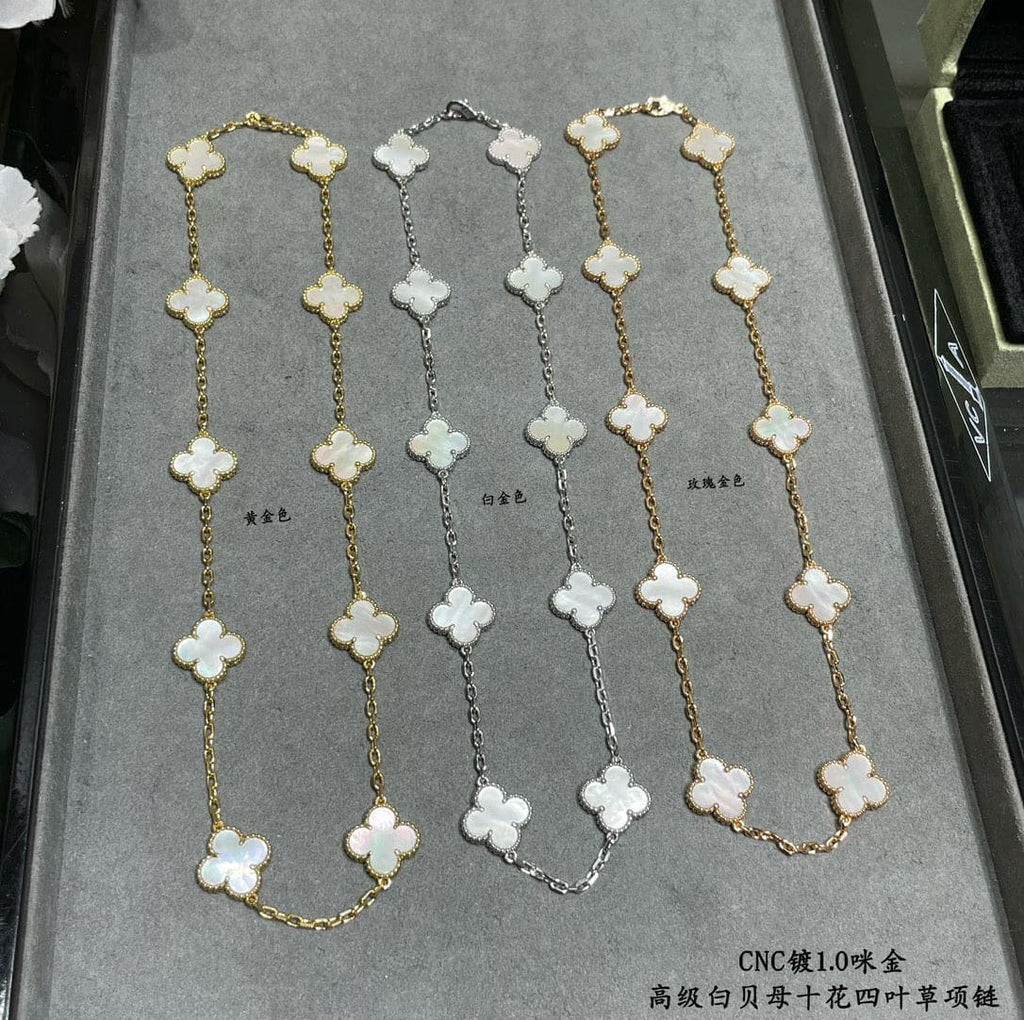 Van Cleef & Arpels Vintage Alhambra Mother Of Pearl 10 Motifs Necklace
