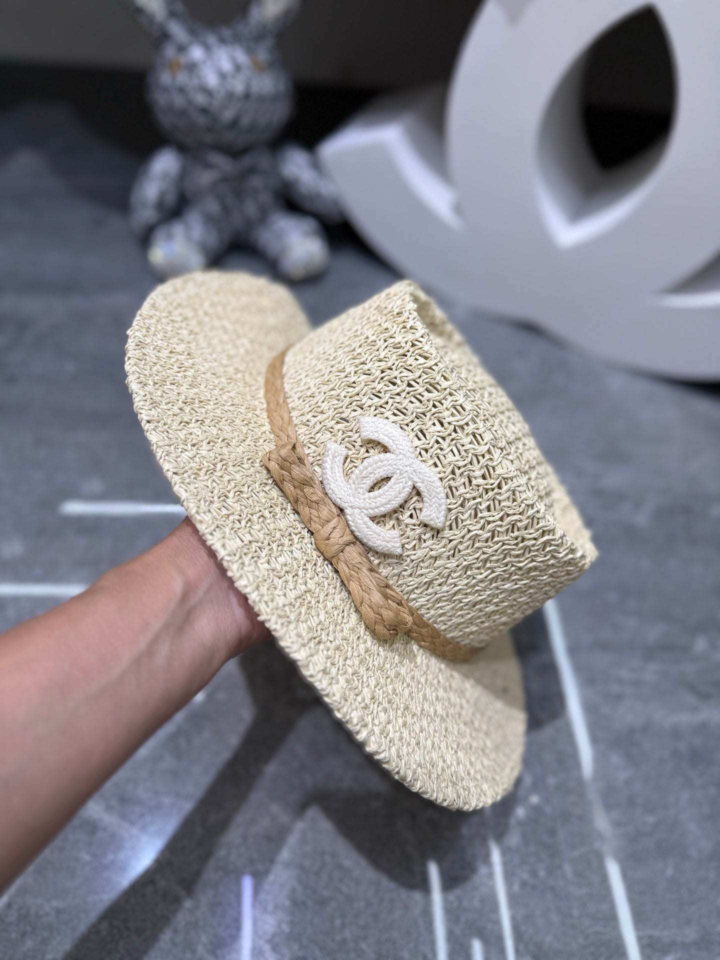 Chanel Handmade Woven Concave Crown Flat Cap